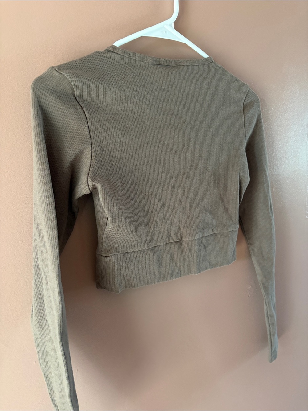 adidas Women's Chocolate Brown Cropped Long Sleeve Top - Picture 4 of 4